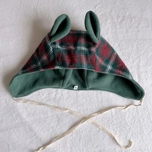 Hunter plaid baby bonnet with ears